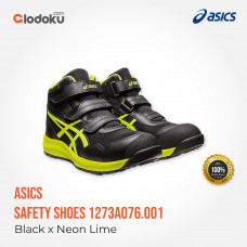 ASICS Sepatu Safety 1273A076.001 Velcro Black x Neon Lime